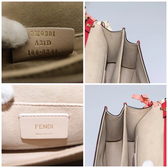 FENDI Mini Canai Chain Shoulder Bag Leather Red Auth bs22672V - Picture 15 of 16